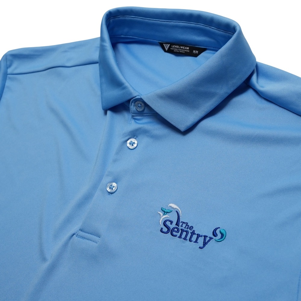Levelwear Mens Medium Blue Polo The Sentry Golf Tournament Shirt Performance